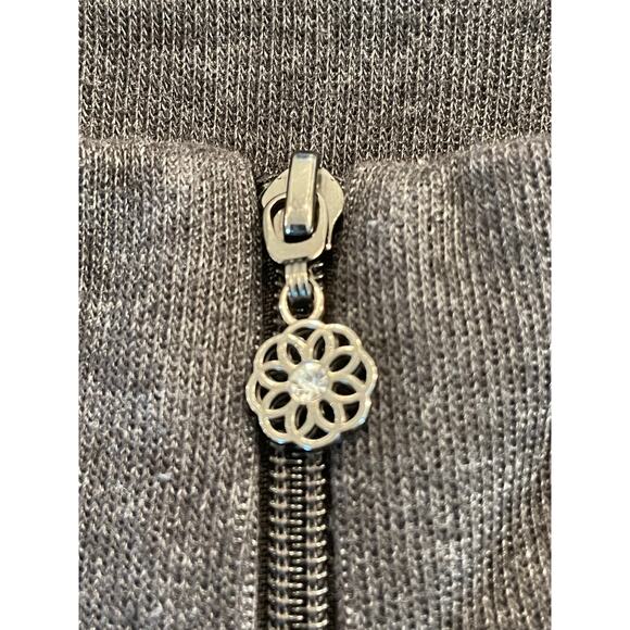 Catherines charcoal gray 1/4 zip sweater with embroidery and rhinestones 2X - Picture 4 of 11